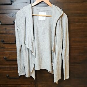 Jessica Simpson Light Gray Open-Front Hooded Cardigan